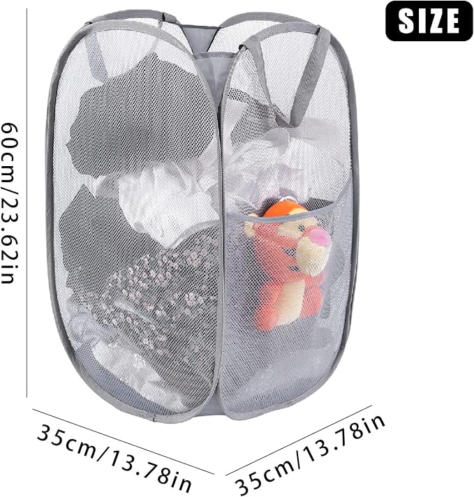 Kimmama Large Collapsible Mesh Laundry Basket, Foldable Pop Up Laundry Hamper - Image 2