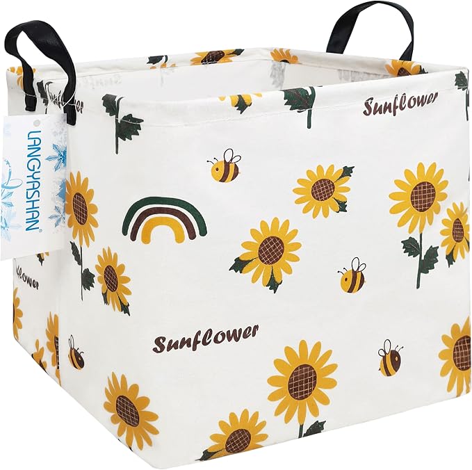 LANGYASHAN Square Storage Baskets Waterproof Canvas Children Laundry Nursery by LANGYASHAN