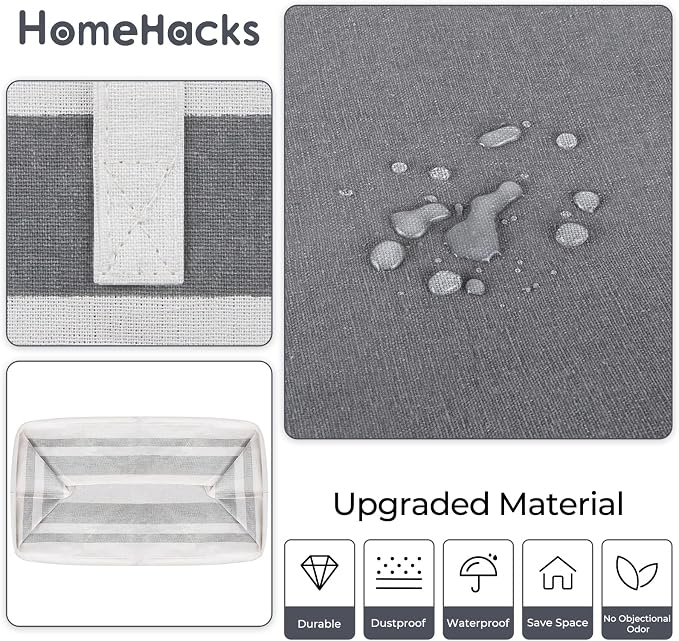 HomeHacks 3-Pack Large Laundry Basket, Waterproof, Freestanding Laundry Hamper - Image 3
