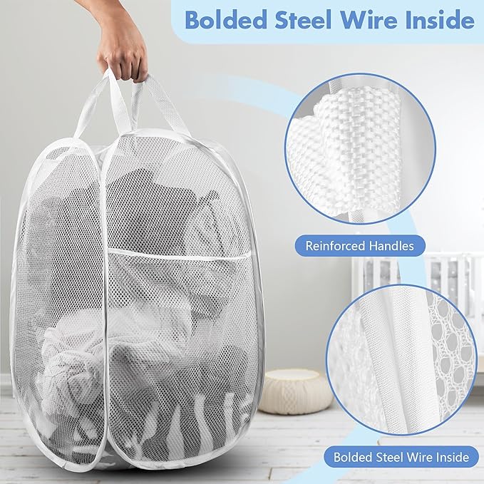 DUCOO Pop Up Hamper, Foldable Mesh Laundry Basket - Image 3
