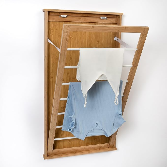 Wall-Mounted Clothes Drying Rack, Collapsible, 23 in W x 42 in H - Image 4