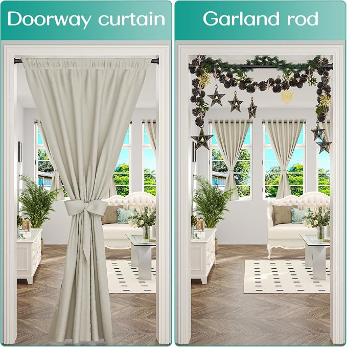 Tension Curtain Rod by EZFurni, 28 to 42 Inch, Adjustable Curtain Rods No - Image 5