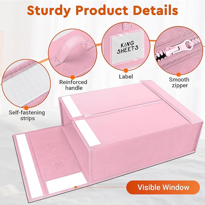 2 Pack Bed Sheet Closet Organizers and Storage, Sturdy Foldable Storage - Image 5