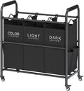 Tajsoon 3 Bag Laundry Sorter Cart, Laundry Hamper Sorter Basket by Tajsoon