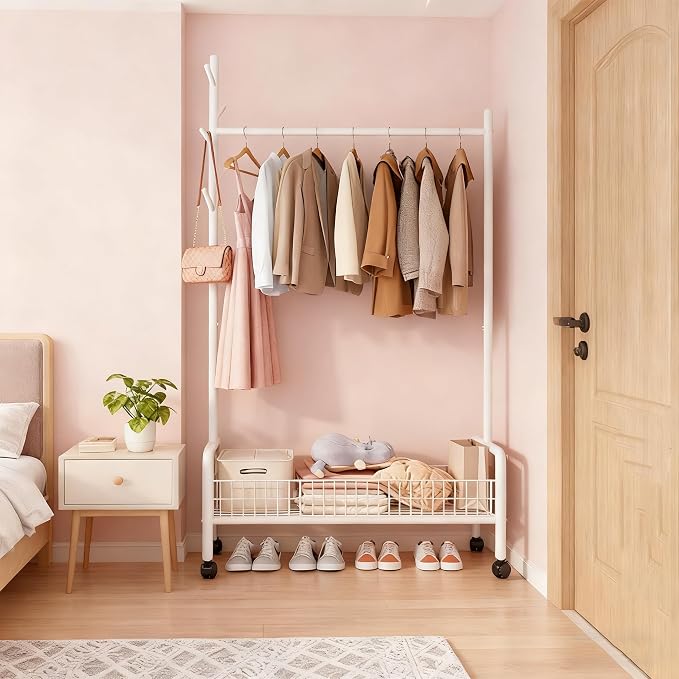 Clothes Rack with Storage Shelves, Heavy - Image 4