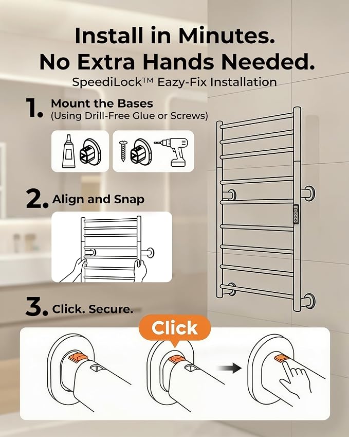 Foldable Heated Towel Rack, Smart Dual-Zone App & Voice Control Electric Towel - Image 6
