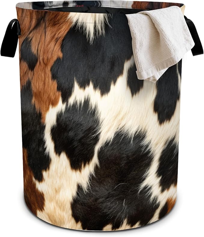 Brown Cowhide Laundry Basket Laundry Hamper by bassyilCustomizedforlife