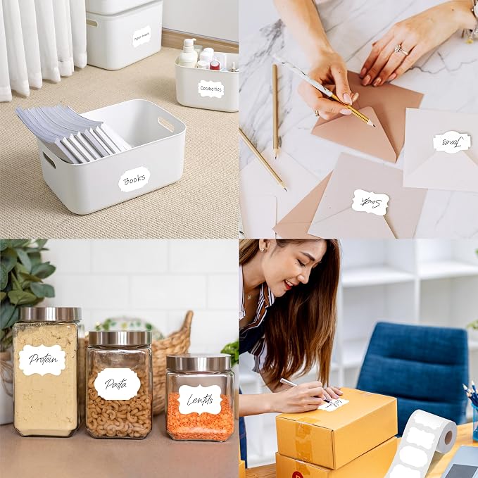 300 PCS White Stickers, 5 Shape Water/Oil/Tear Resistant Blank Stickers - Image 7