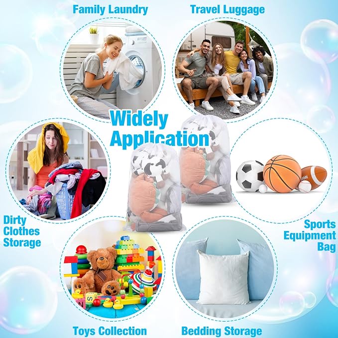 12 Pack 24 x 36 Inches Mesh Laundry Bag large Drawstring Heavy Duty Bag Bulk - Image 5