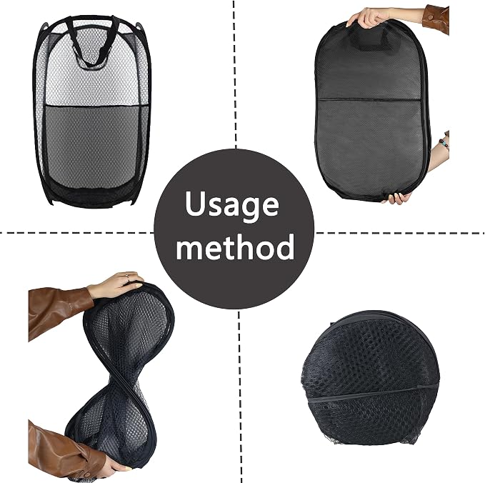 Collapsible Pop Up Laundry Hamper, Extra Large Mesh Foldable Laundry Basket Bag - Image 3
