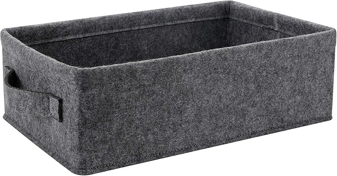 Medium Storage Basket Shlef Low Storage Bin Rectangle Felt Fabric Baskets by KWLET