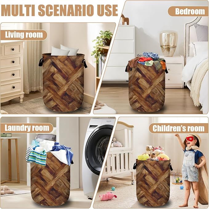 Vintage Wood Grain Laundry Basket - Image 7