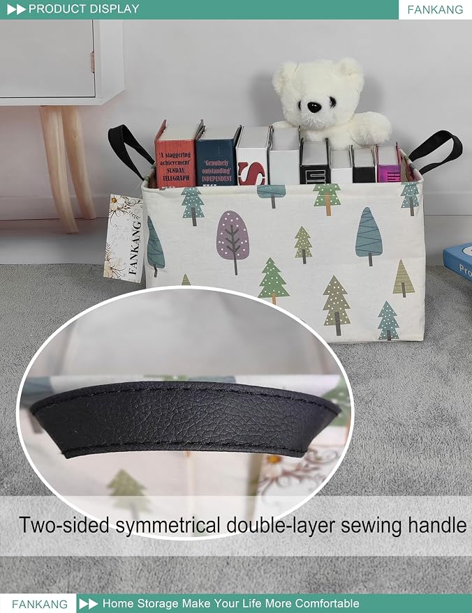 FANKANG Storage Bins, Nursery Hamper Canvas Laundry Basket Foldable - Image 5