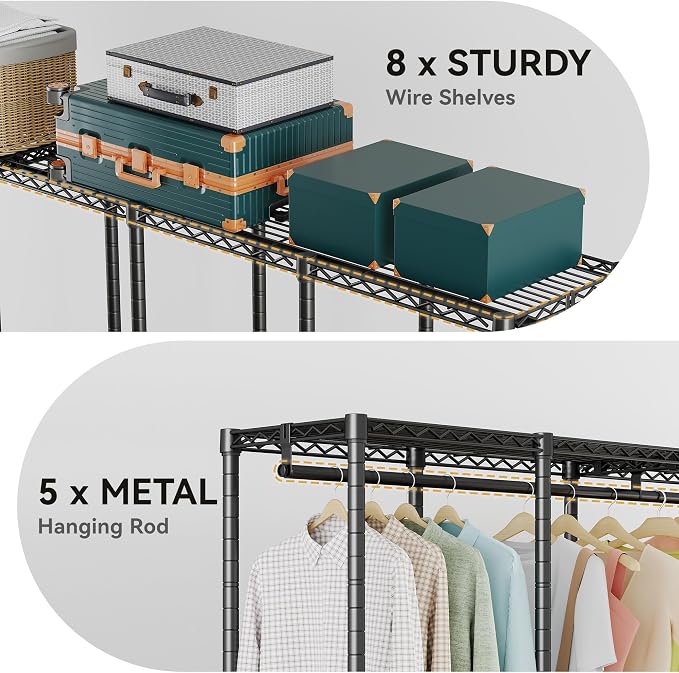 H5 Extra Large Wire Garment Rack, Heavy Duty Clothes Rack, Freestanding - Image 7