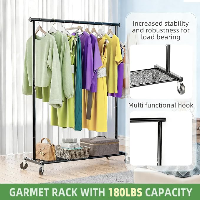 Clothes Rack for Hanging Clothes, 64.25 Inch Clothing Racks - Image 3