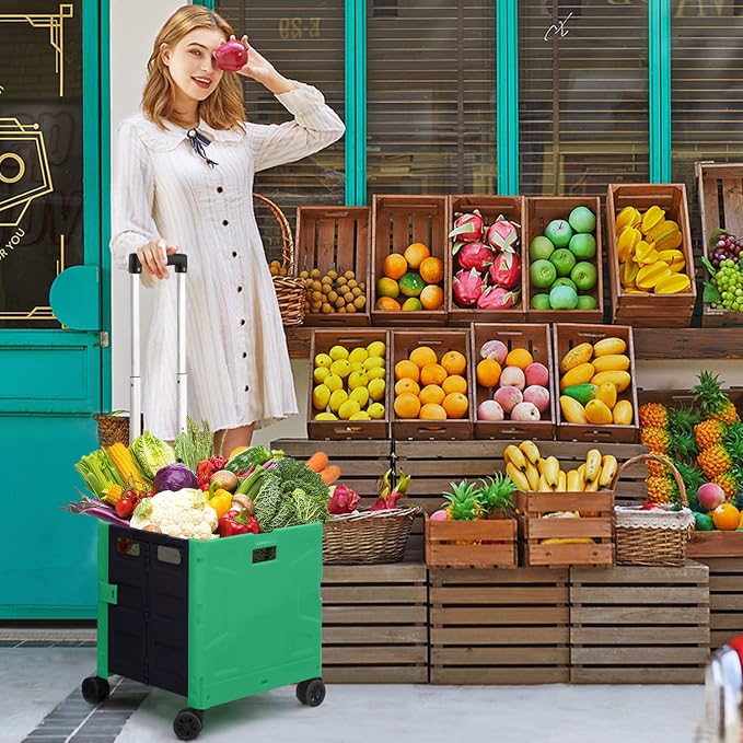 Foldable Shopping Utility Cart Portable Rolling Crate Handcart - Image 2