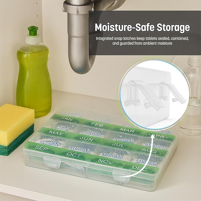 Monthly Reminder Organizer for Cleaning Tablets, 12 Labeled Compartments for - Image 6