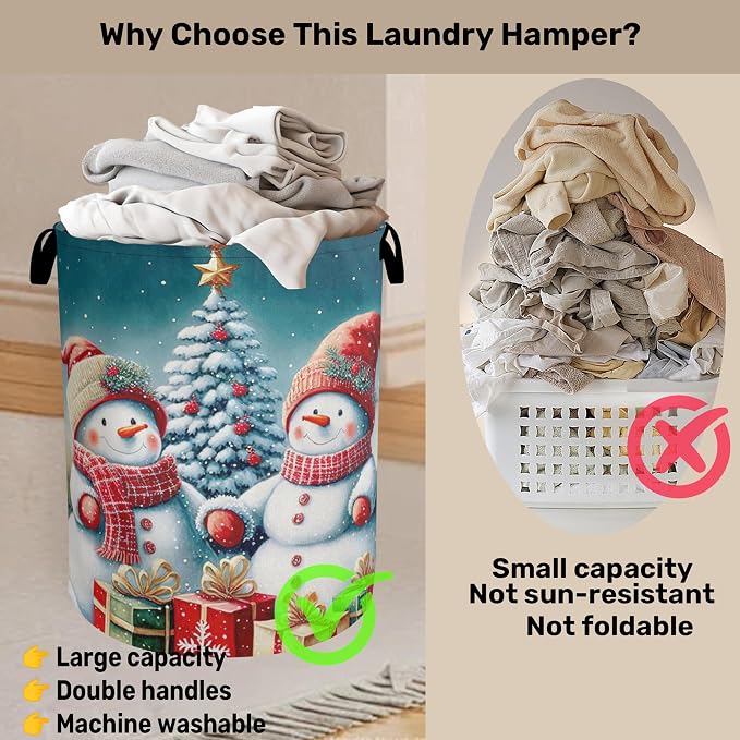 Cute Winter Snowman Laundry Basket - Image 3