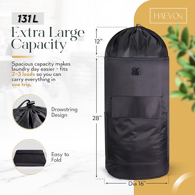 Haevon Laundry Backpack - 131L Heavy Duty Laundry Bag - Image 3