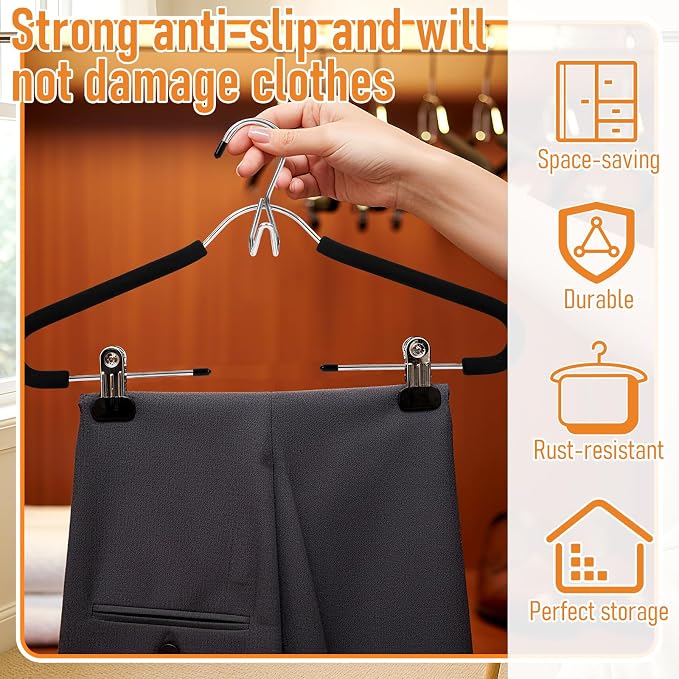 Kathfly 10 Pack Foam Padded Black Suit Hangers - Image 4