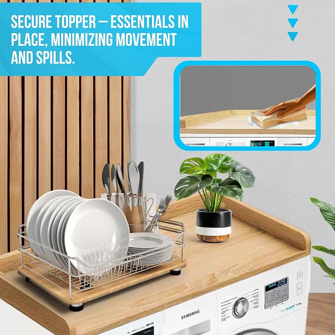 Skywin Washer Dryer Countertop 24 x 29.9 x 3.1 Inches, Single Real Solid Wood - Image 4