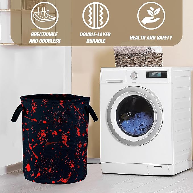 Blood Splattered Laundry Basket Blood Pattern Foldable Oxford Cloth Funny Tote - Image 8