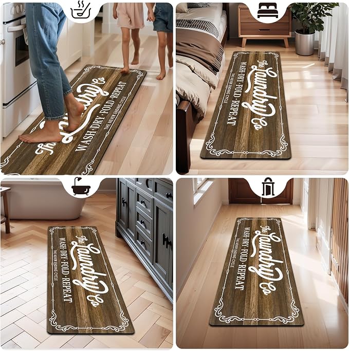 Pauwer Laundry Room Rug Runner 20"x60" Waterproof Rubber Laundry Mat Non Slip - Image 8