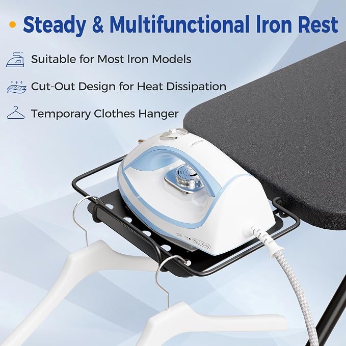BEWISHOME Foldable Ironing Board Full Size, Height Adjustable Sturdy Iron Board - Image 5