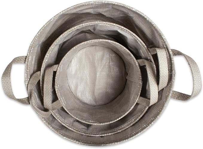 DII Collapsible Waterproof Chevron Laundry, Stone/Cream, 3 Piece - Image 4