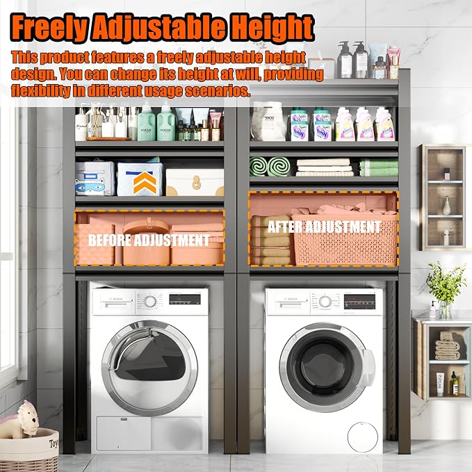Over Washer and Dryer Shelves, 5 Tier Expandable Washer and Dryer rack - Image 4