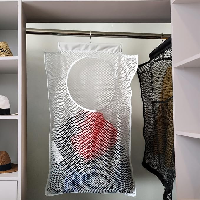 Hanging Mesh Laundry Hamper Large Dirty Clothes Bag, Can Be Used Behind The - Image 6