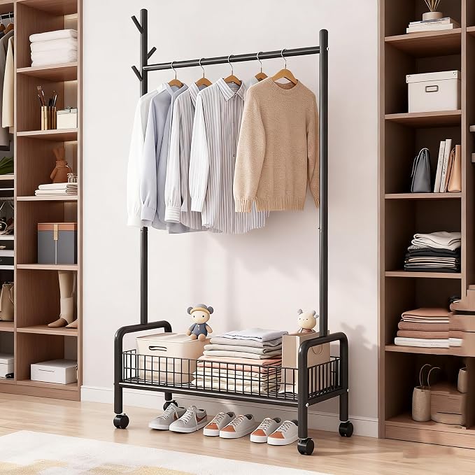 Clothes Rack with Storage Shelves, Heavy - Image 4