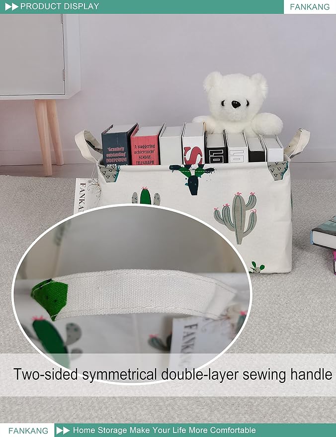 FANKANG Storage Basket, Nursery Hamper Canvas Laundry Basket Foldable - Image 5