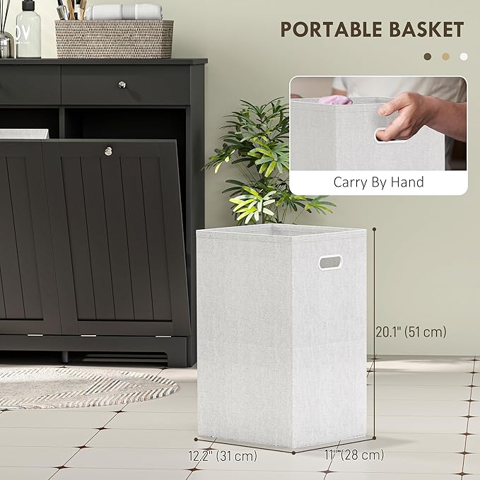 HOMCOM Laundry Cabinet with 2 Removable Baskets, Tilt Out Laundry Hamper with 2 - Image 5