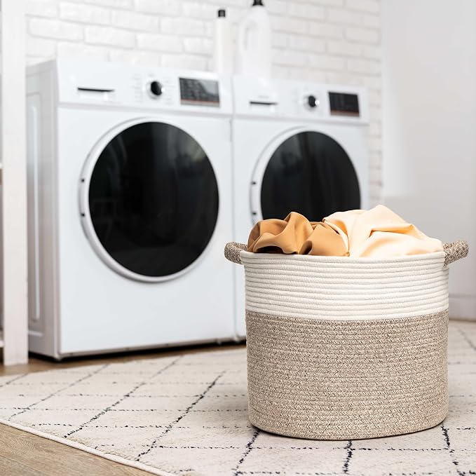 Blanket Basket - Woven Round Rope Storage Basket - Image 8