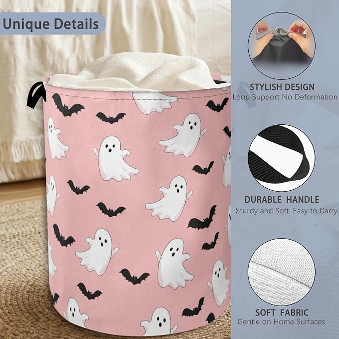 Bat Ghost Laundry Basket, Halloween Foldable Oxford Cloth Tote Bag Laundry - Image 3