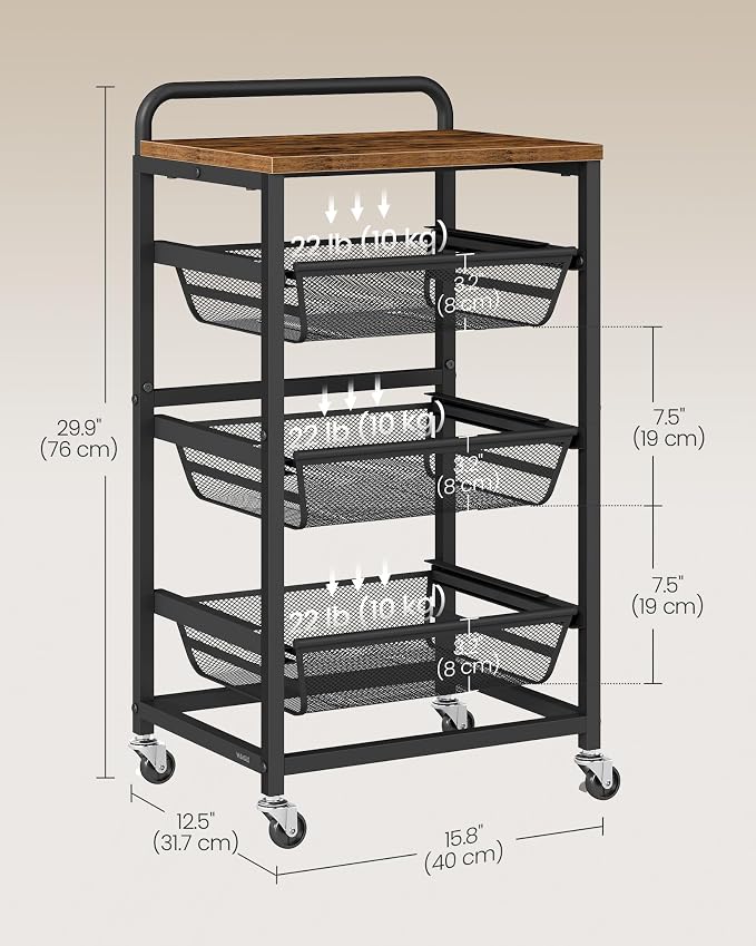VASAGLE Storage Rolling Cart - Image 5