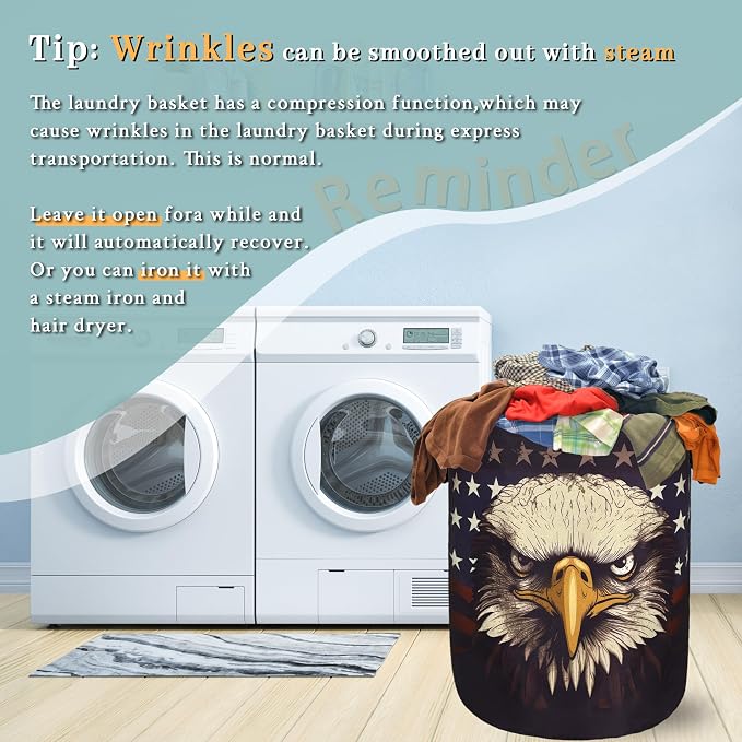 American Flag Eagle Laundry Basket Foldable - Image 6