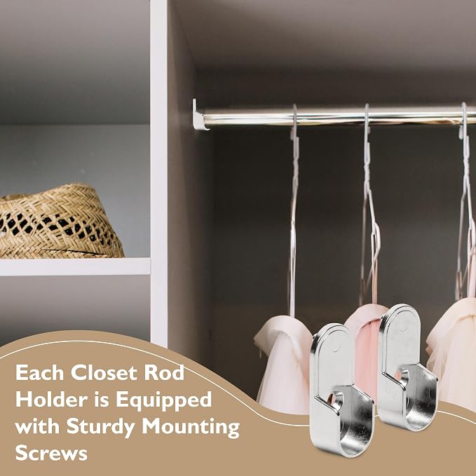 B&B Hardware Extra Pair Oval Closet Rod End Support-Wardrobe Bracket Metal Rod - Image 5