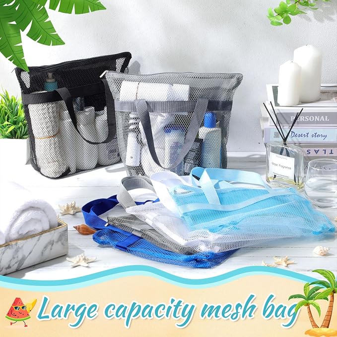 6 Pcs Mesh Shower Caddy Bag Portable Shower Bag - Image 3