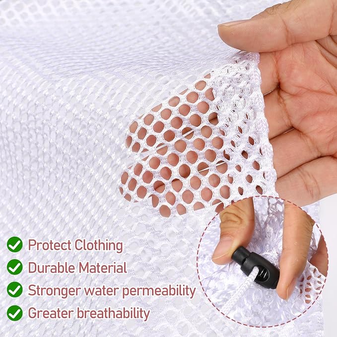 2pcs Mesh Laundry Bags for Socks, Machine Washable Drawstring Design Travel - Image 7
