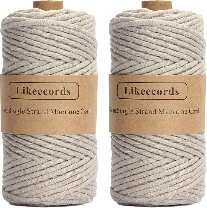 2 Skeins of 4mm X 80m Single Strand Macrame Cord Handmade Decorations Softer by Likeecords