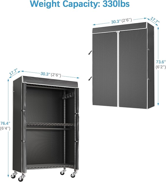 VIPEK R2C Medium Heavy Duty Clothes Rack Rolling Garment Rack - Image 7