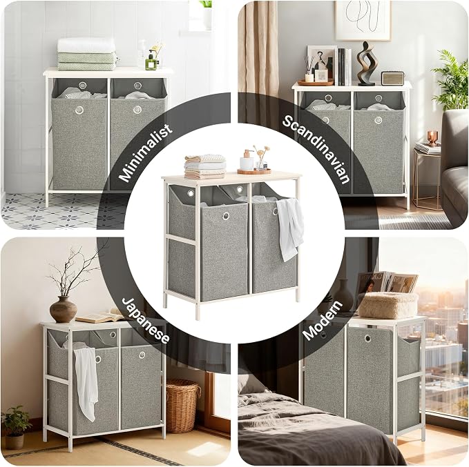 Haotian Laundry Hamper with Shelf, Laundry Basket, Laundry Sorter with 2 - Image 7
