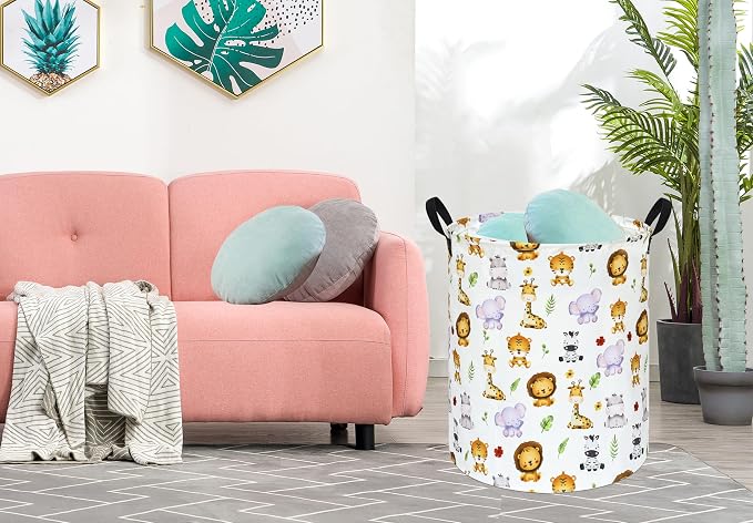 KUNRO Round Tiger Animals Laundry Gift Basket Storage Hamper, Clothes Storage - Image 3