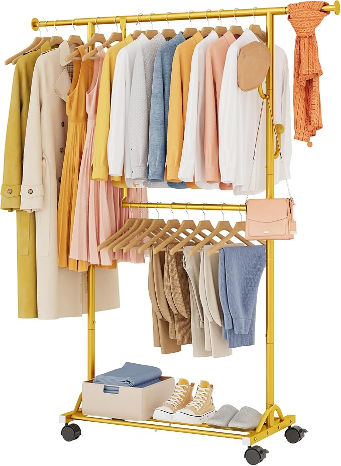 FAVOOSTY Clothes Rack for Hanging Clothes, Rolling & Extending Clothing Rack by FAVOOSTY
