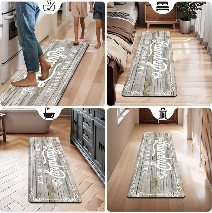 Pauwer Laundry Room Rug Runner 20"x60" Waterproof Rubber Laundry Mat Non Slip - Image 8