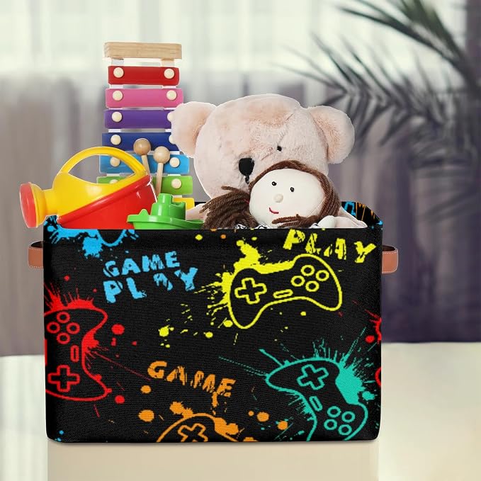 Boys Storage Basket for Kids Video Game Rectangular Collapsible Bin - Image 7