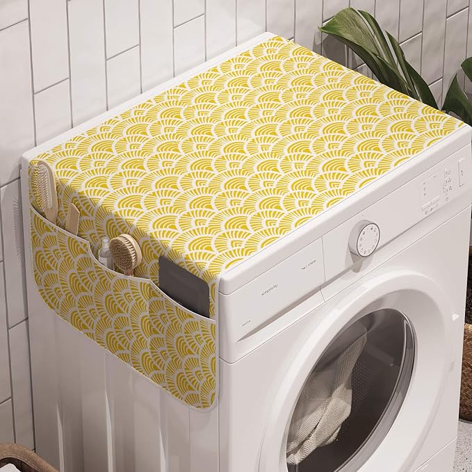 Ambesonne Yellow Washing Machine Organizer, Vintage Hand Drawn Style Art by Ambesonne