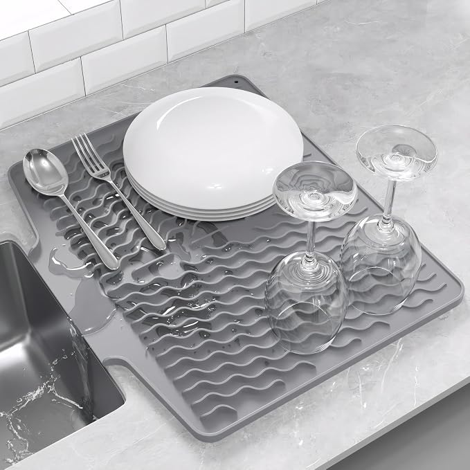 Silicone Dish Drying Mat for kitchen Countertop, Heat Resistant Mats, Dish by LelinbaosHome